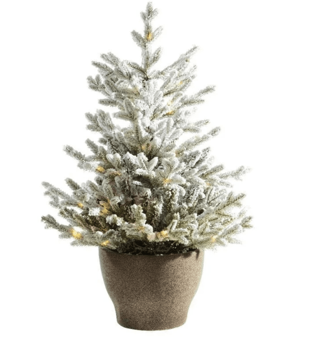 Искусственная елка с лампочками Norway 90 см заснеженная в кашпо